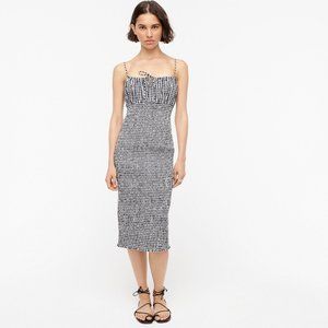 J.Crew Smocked tie-front dress in gingham (Size 4)
